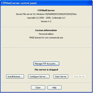 Click to view FTPshell Server 6.12 screenshot